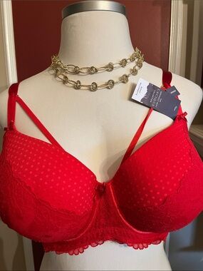 Red Lace Boost Balconette Bra - Brand: Lane Bryant